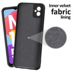 Slim Ultra Soft Rubberised Matte Silicone Flexible Camera Protection Back Case Cover with Inner Velvet Fabric Lining for Samsung Galaxy M13 5G- Black - Image 3