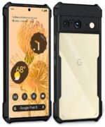 Shock Proof Clear Protective Back Case for Google Pixel 8 - AirEDGE Technology | 360 Degree Camera Protection | Transparent Hybrid Back Case Mobile Cover - Black - Image 3