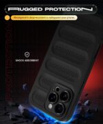 Ultimate Silicone Back Cover Case for iPhone 16 Pro Max | Heat Dissipation Thin Soft TPU | 360? Camera Protection | Breathable Cooling Holes ? Pitch Black - Image 4