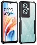 Shock Proof Clear Back Case Mobile Cover for Oppo A79 5G (Hard | Hybrid PC + TPU | Full Armour Device & Camera Protection | Black) - Image 3