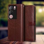 Shock Proof Flip Cover Back Case for Vivo V29 | Magnetic Wallet Leather Case with Stand - Image 3