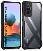 Shock Proof Clear Protective Back Cover Case for Redmi Note 10 Pro | Pro Max | AirEDGE Technology | Full Device & Camera Protection | Poly Carbonate + TPU Transparent Back Case - Black - Image 3