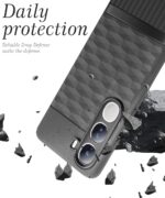 Back Cover for Vivo Y300 5G with Hexa Cube Design | Ultra Slim Soft Rubberised Case | Inner Velvet Fabric | Matte Silicone Flexible Mobile Case | Camera Protection - Grey - Image 3