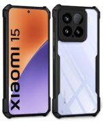 Shock Proof Clear Protective Back Case for Xiaomi 15 5G - AirEDGE Technology | 360 Degree Camera Protection | Transparent Hybrid Back Case Mobile Cover - Black - Image 2