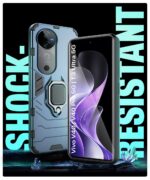 Shock Proof Back Case Mobile Cover for Vivo V40 | V40 Pro 5G | T3 Ultra 5G | Back Cover Case (Tough Armor | Hybrid PC + TPU | Ring Holder & in-Built Kickstand | Blue) - Image 6
