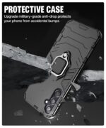 Shock Proof Back Case Mobile Cover for Samsung Galaxy M55 5G | M55s 5G | F55 5G (Tough Armor | Hybrid PC + TPU | Full Protection with Ring Holder & in-Built Kickstand | Black) - Image 8