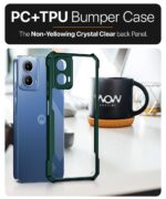 kelpuj Thermoplastic Polyurethane Shock Proof Clear Protective Back Case for Motorola Moto G34 5G-Airedge Technology|360 Degree Camera Protection|Transparent Hybrid Back Case Mobile Cover-Green - Image 8