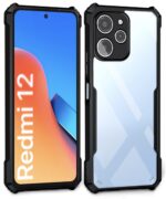 TPU+PC Shock Proof Clear Protective Back Case for Mi Redmi 12 4G - Airedge Technology | 360 Degree Camera Protection | Transparent Hybrid Back Case Mobile Cover - Black - Image 3