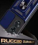 Tough Armor Bumper Mobile Back Case for Oppo A78 5G | Sliding Camera Shield Cover | Shock Proof 360? Protection | Hybrid PC + TPU | Ring Holder with Kickstand ? Blue - Image 6