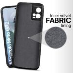 Ultra Slim Soft Rubberised Back Cover Case for Motorola Moto G72 | Inner Velvet Fabric Lining | Matte Silicone Flexible Camera Protection Back Cover - Black - Image 2