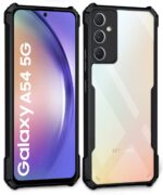 kelpuj TPU+PC Shock Proof Clear Protective Back Case for Samsung Galaxy A54 5G-Airedge Technology|360 Degree Camera Protection|Transparent Hybrid Back Case Mobile Cover-Black - Image 4