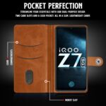 Shock Proof Flip Cover Back Case for Iqoo Z7 5G | Magnetic Wallet Leather Case with Stand - Image 6