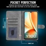 Shock Proof Flip Cover Back Case for Vivo Y100 5G | Magnetic Wallet Leather Case with Stand - Image 4
