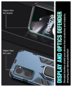 Shock Proof Back Case Mobile Cover for Realme 9I 4G | Back Cover Case (Tough Armor | Hybrid PC + TPU | Ring Holder & in-Built Kickstand | Blue) - Image 5