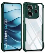 Shock Proof Clear Protective Back Case for Redmi Note 14 SE 5G | Redmi Note 14 5G - AirEDGE Technology | 360 Degree Camera Protection | Transparent Hybrid Back Case Mobile Cover - Green - Image 2