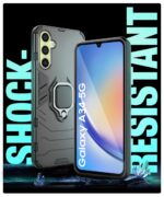 Tough Armor Back Case Mobile Cover for Samsung Galaxy A34 5G (Armored | Hybrid PC & TPU | Shock Proof 360 Degree Protection with Ring Holder Kickstand | Carbon Black) - Image 4
