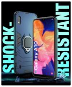 Shock Proof Back Case Mobile Cover for Samsung Galaxy A10 (Armor | Hybrid PC + TPU | Full Protection with Ring Holder Kickstand | Carbon Blue) - Image 4