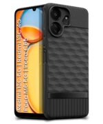 Back Cover for Mi Redmi 13C 5G | Redmi 13C 4G | Poco M6 5G | Poco C65 | Hexa Cube Design | Inner Velvet Fabric Soft Case | Matte Silicone Flexible Mobile Case | Camera Protection - Black - Image 2