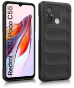 Ultimate Silicon Back Cover Case for Xiaomi Redmi 12C | Poco C55 | Military Grade Drop Protection Shockproof Bumper | Anti-Slip Grip | Scratch Proof Micro-Fibre Cloth Inside (Pitch Black) - Image 2