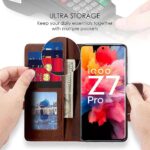 Shock Proof Flip Cover Back Case for Iqoo Z7 Pro | Magnetic Wallet Leather Case with Stand - Image 6