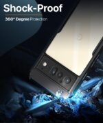 kelpuj Shock Proof Clear Protective Back Case for Google Pixel 6 Pro 5G - AirEDGE Technology | 360 Degree Camera Protection | Transparent Hybrid Back Case Mobile Cover - Black - Image 8