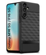 Back Cover for Samsung Galaxy M16 5G | Galaxy F16 5G with Hexa Cube Design | Ultra Slim Rubberised Case | Inner Velvet Fabric | Silicone Flexible Mobile Case | Camera Protection - Black - Image 2