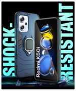 Shock Proof Back Case Mobile Cover for Redmi K50i 5G | Back Cover Case (Tough Armor | Hybrid PC + TPU | Ring Holder & in-Built Kickstand | Blue) - Image 3