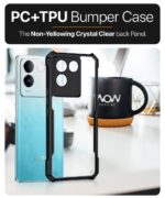 Shock Proof Clear Back Case Mobile Cover for iQOO Z7 Pro | Vivo T2 Pro 5G (Hard | Hybrid PC + TPU | Full Armour Device & Camera Protection | Black) - Image 8