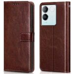 Shock Proof Flip Cover Back Case for Iqoo Z7 Pro | Magnetic Wallet Leather Case with Stand