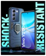 Shock Proof Back Case Mobile Cover for Vivo Y200e 5G | Vivo T3 5G | Back Cover Case (Tough Armor | Hybrid PC + TPU | Ring Holder & inBuilt Kickstand | Blue) - Image 6