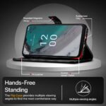 Shock Proof Flip Cover Back Case for Nokia C32 | Magnetic Wallet Leather Case with Stand - Image 5