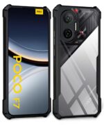 Shock Proof Clear Protective Back Case for Poco F7 5G - AirEDGE Technology | 360 Degree Camera Protection | Transparent Hybrid Back Case Mobile Cover - Black - Image 2