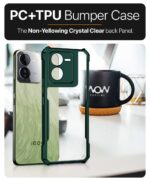 Shock Proof Clear Back Case Mobile Cover for iQOO Z9 5G (Hard | Hybrid PC + TPU | Full Armour Device & Camera Protection | Green) - Image 5
