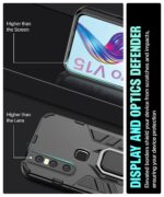 Shock Proof Back Case Mobile Cover for Vivo V15 | Back Cover Case (Tough Armor | Hybrid PC + TPU | Ring Holder & in-Built Kickstand | Black) - Image 5
