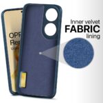 Slim Ultra Soft Rubberised Back Cover for Oppo Reno8 T 5G | Inner Velvet Fabric Lining | Matte Silicone Flexible Camera Protection Back Case ? Blue - Image 2