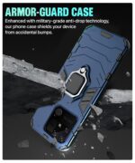 Shock Proof Back Case Mobile Cover for Realme Narzo 50A | Back Cover Case (Tough Armor | Hybrid PC + TPU | Ring Holder & in-Built Kickstand | Blue) - Image 4