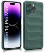 kelpuj Ultimate Silicon Back Cover Case for Apple iPhone 14 Pro Max | Military Grade Drop Protection Shockproof Bumper | Anti-Slip Grip | Scratch Proof Micro-Fibre Cloth Inside (Forest Green) - Image 4