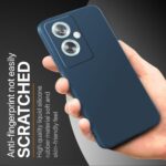 Back Cover for Oppo A79 5G | Ultra Slim Soft Rubberised Case | Inner Velvet Fabric Lining | Matte Silicone Flexible Mobile Case | Camera Protection - Blue - Image 8