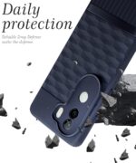 Back Cover for iQOO Z9s 5G | Vivo V40e 5G with Hexa Cube Design | Ultra Slim Soft Rubberised Case | Inner Velvet Fabric | Matte Silicone Flexible Mobile Case | Camera Protection - Blue - Image 5