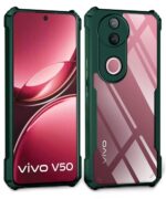 Shock Proof Clear Protective Back Case for iQOO Z10R 5G | Vivo V50 5G | V50e 5G | V50 Elite Edition | 360 Degree Camera Protection | Transparent Hybrid Back Case Mobile Cover Green - Image 2