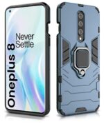 Shock Proof Back Case Mobile Cover for 1+ OnePlus 8 | Back Cover Case (Tough Armor | Hybrid PC + TPU | Ring Holder & in-Built Kickstand | Bue) - Image 2