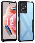 TPU+PC Shock Proof Clear Protective Back Case for Xiaomi Redmi Note 12 4G - Airedge Technology | 360 Degree Camera Protection | Transparent Hybrid Back Case Mobile Cover - Black - Image 4