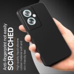 Back Cover for Oppo A79 5G | Ultra Slim Soft Rubberised Case | Inner Velvet Fabric Lining | Matte Silicone Flexible Mobile Case | Camera Protection - Black - Image 8