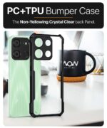 Shock Proof Clear Protective Back Case for Itel A60 - AirEDGE Technology | 360 Degree Camera Protection | Transparent Hybrid Back Case Mobile Cover - Black - Image 4