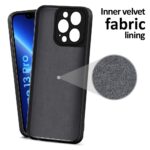 kelpuj Back Cover for Apple iPhone 13 Pro | Ultra Slim Soft Rubberised Case | Inner Velvet Fabric Lining | Matte Silicone Flexible Mobile Case | Camera Protection - Black - Image 2