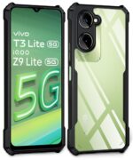 TPU Shock Proof Clear Protective Back Case for Iqoo Z9 Lite 5G|Vivo T3 Lite 5G|Y18|Y18E|Y03-Airedge Technology|360 Degree Camera Protection|Transparent Hybrid Back Case-Black - Image 3