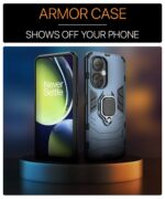 Shock Proof Back Case Mobile Cover for 1+ OnePlus Nord CE 3 Lite 5G | Bumper Back Cover Case (Tough Armor | Hybrid PC + TPU | Full Protection with Ring Holder & in-Built Kickstand | Blue) - Image 3