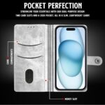 Shock Proof Flip Cover Back Case for Iphone 15 | Magnetic Wallet Leather Case with Stand - Image 6