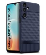 Back Cover for Samsung Galaxy M16 5G | Galaxy F16 5G with Hexa Cube Design | Ultra Slim Rubberised Case | Inner Velvet Fabric | Silicone Flexible Mobile Case | Camera Protection - Blue - Image 2