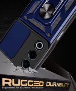 Tough Armor Bumper Mobile Back Case for Oppo A3 Pro 5G | Oppo K12x 5G | Sliding Camera Shield Cover | Shock Proof 360? Protection | Hybrid PC + TPU | Ring Holder with Kickstand ? Blue - Image 6